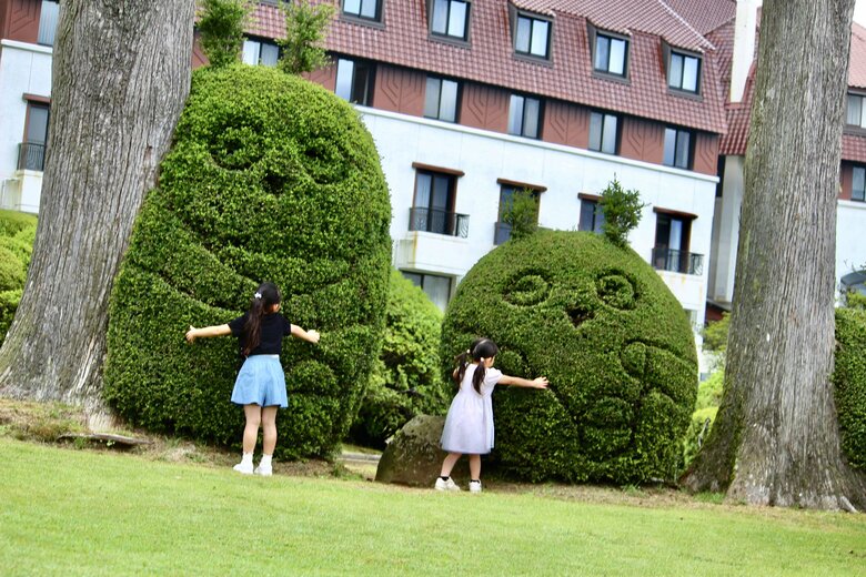 展望室で見た植木を発見!「こんなに大きかったの⁉」と抱きつく姉妹・